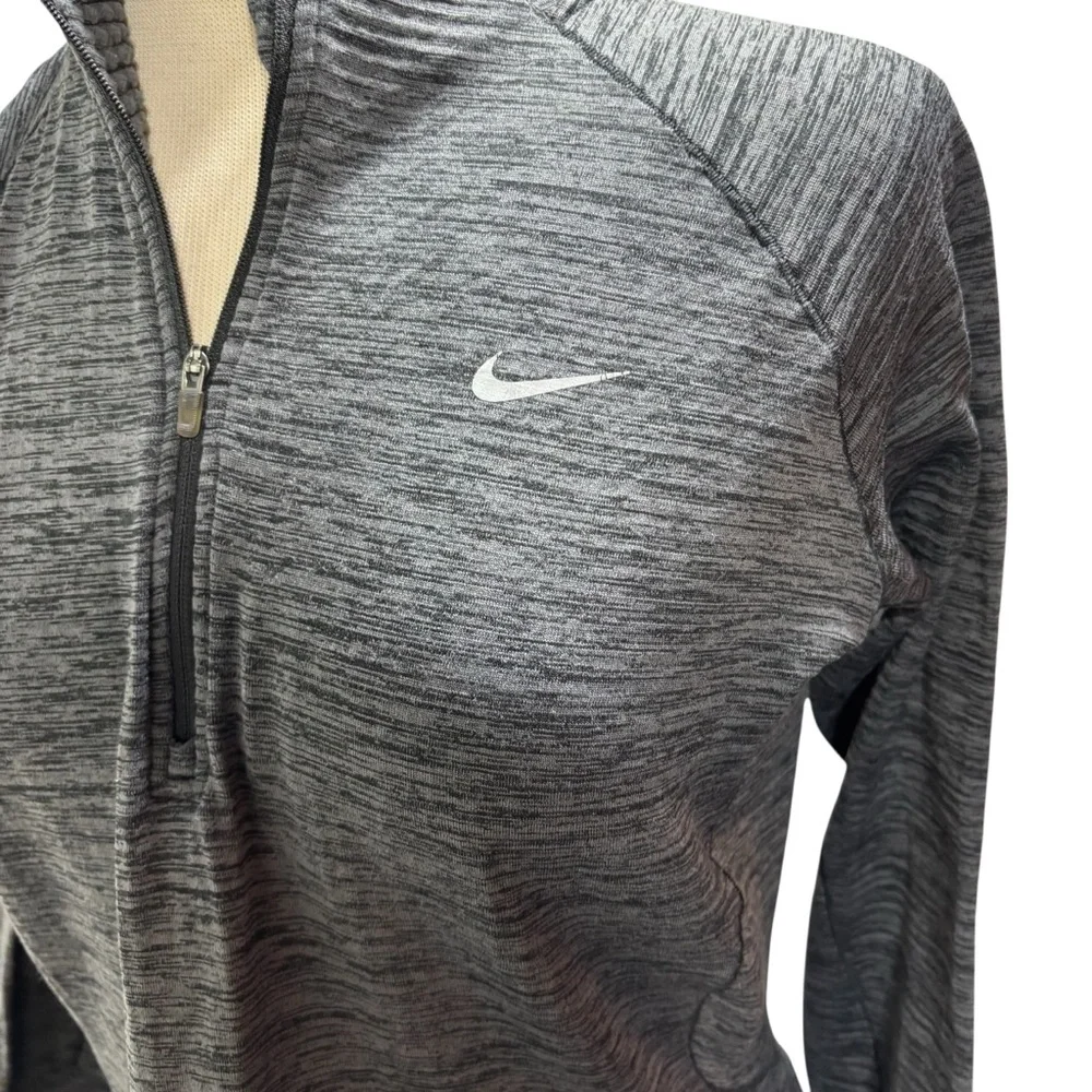Nike Dri-FIT Element Half Zip Running Top Gray Space Dye Waffle Knit WomenM‎ #61